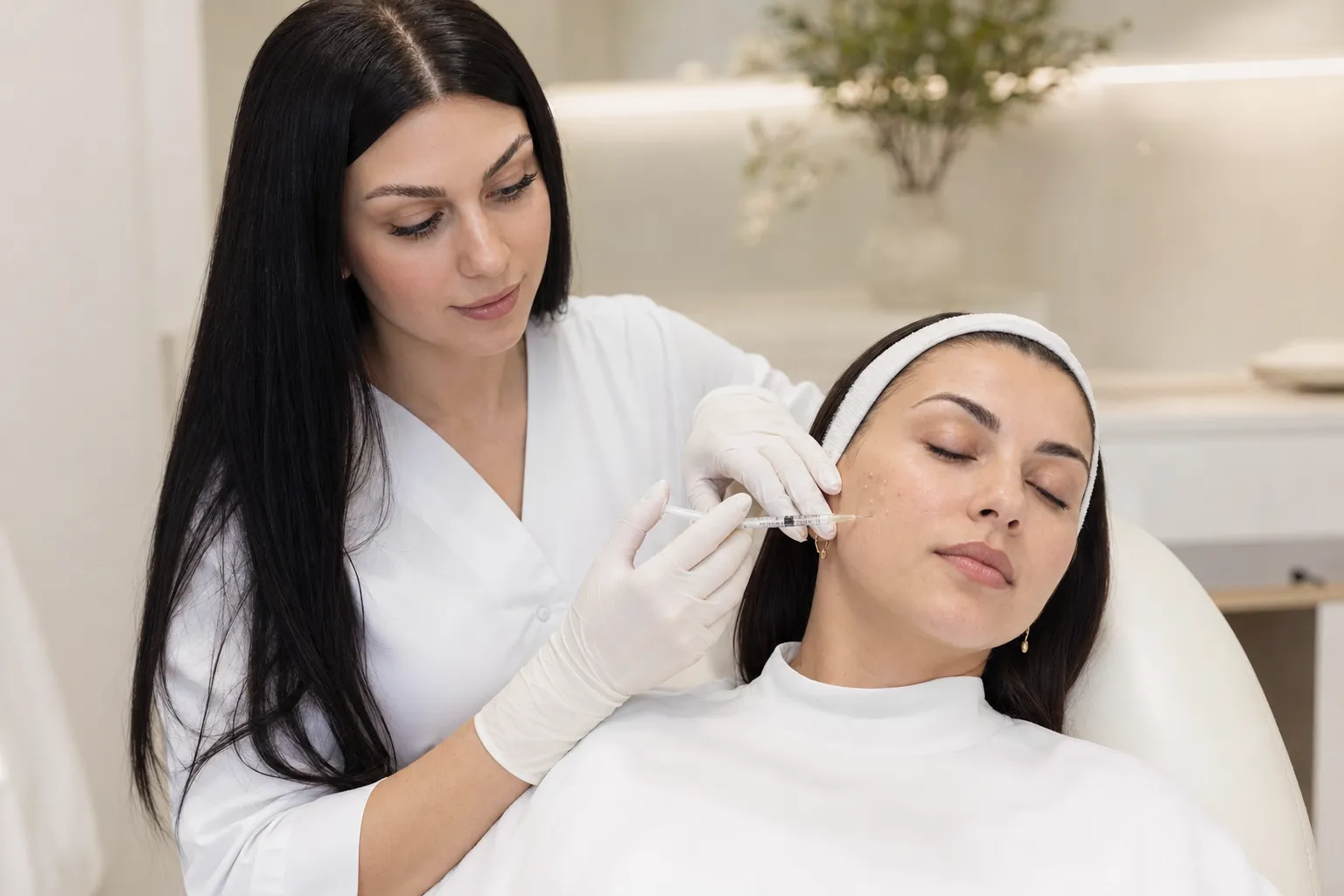 Лікар проводить біоревіталізацію обличчя у SkinCare Clinic у Києві