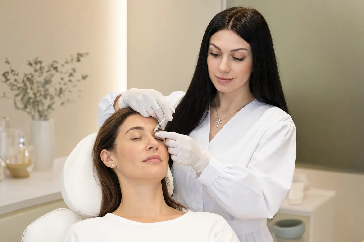 Лікар проводить ботулінотерапію обличчя у SkinCare Clinic у Києві