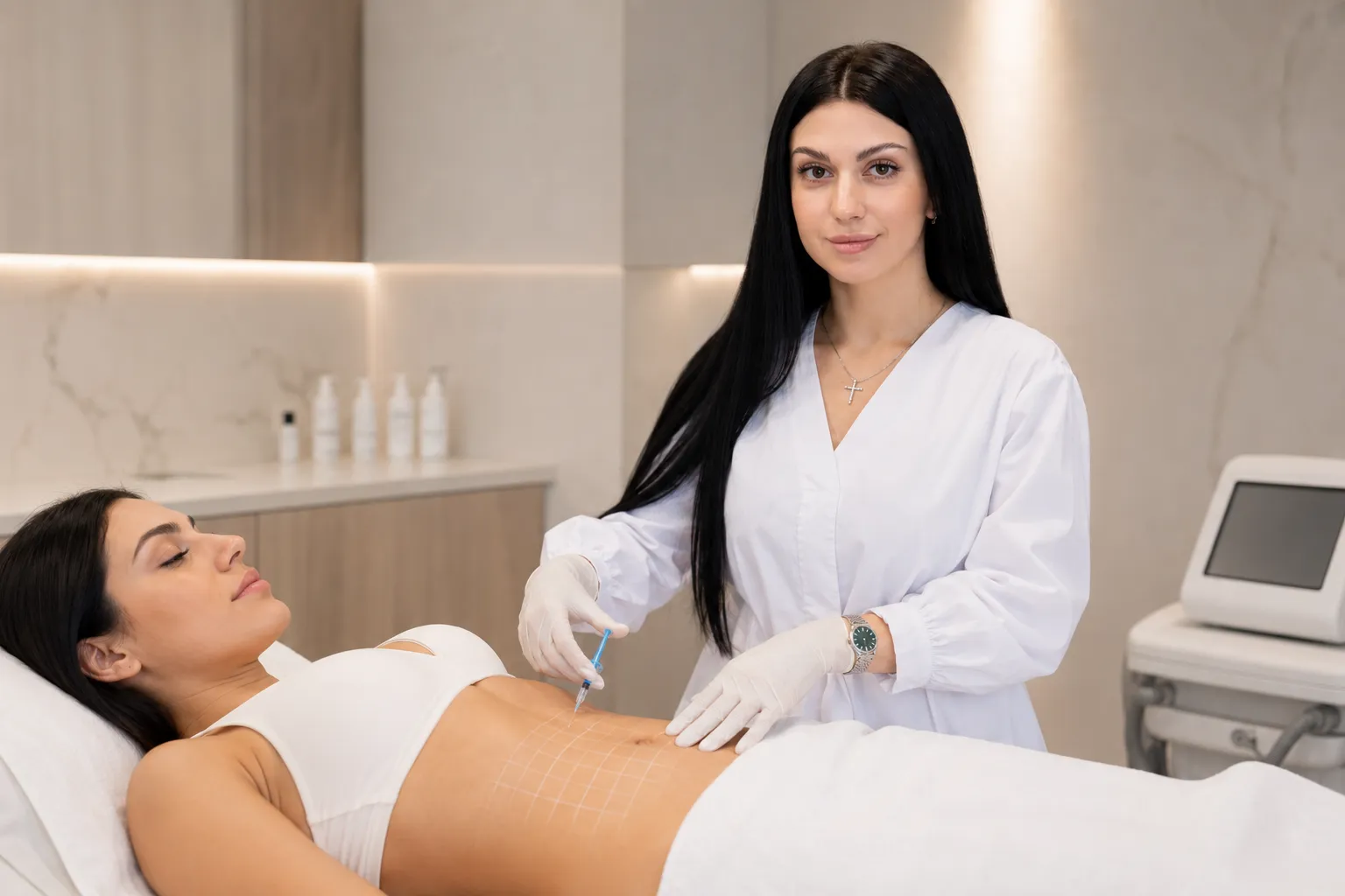 Процедура з ліполітиками в зоні живота у SkinCare Clinic