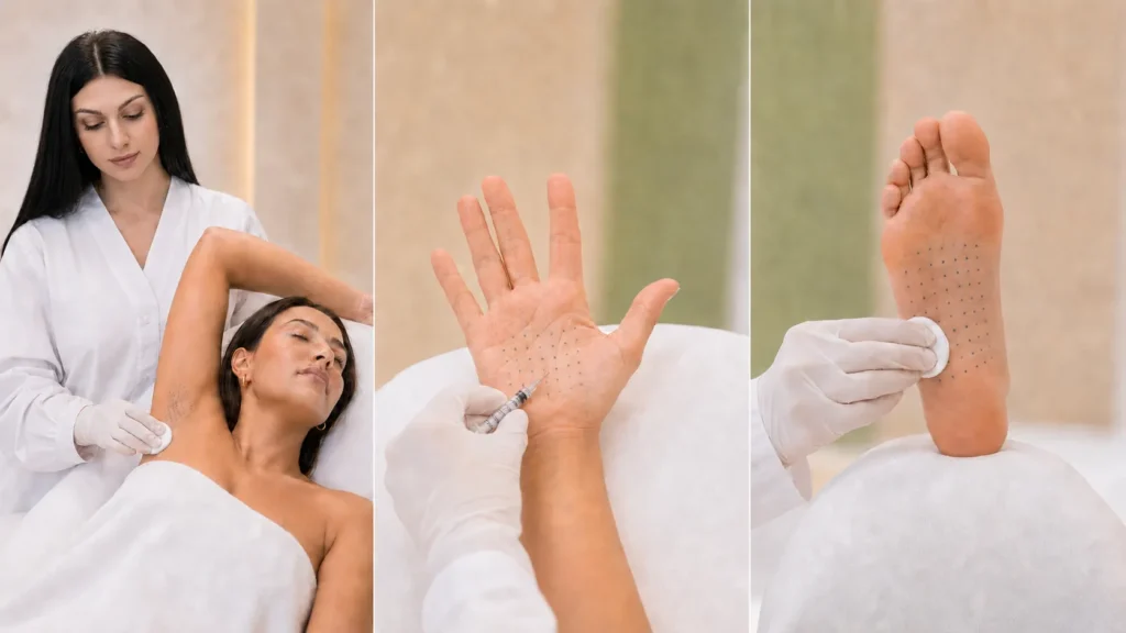 Лікування гіпергідрозу пахв, долонь і стоп ботулінотерапією у SkinCare Clinic у Києві