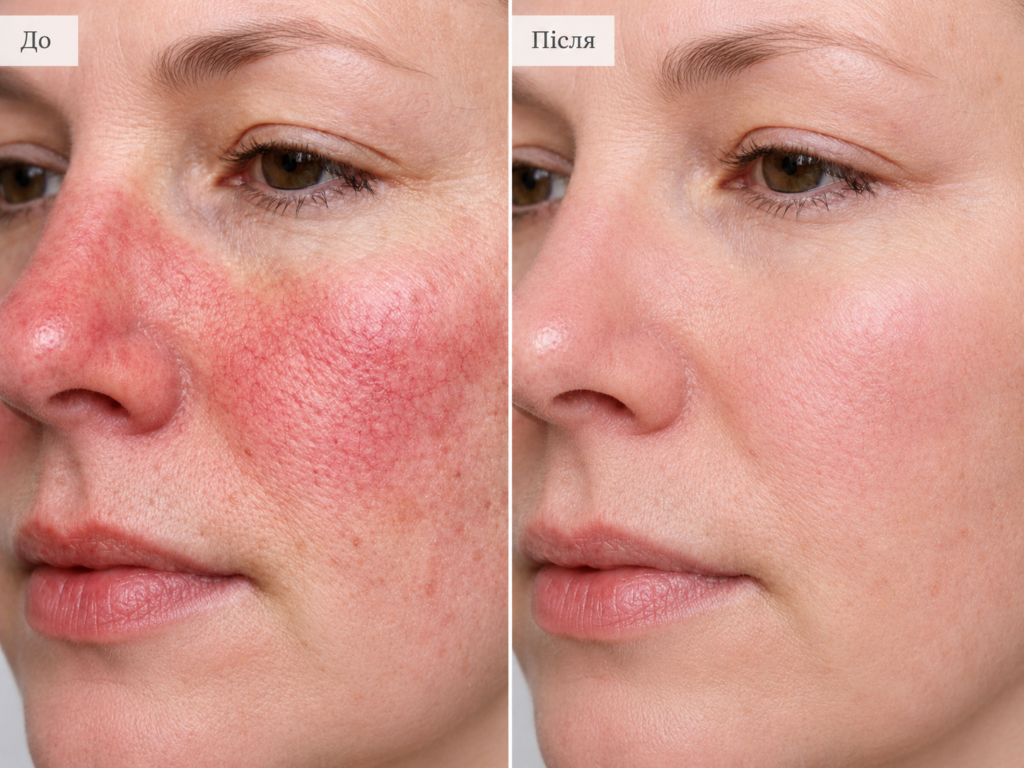 Розацеа до та після лікування у SkinCare Clinic в Києві